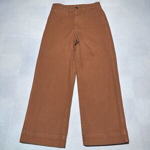 Madewell Slim Emmett Wide‎ Leg Crop Pants Womens Size 24 High Rise Burnt Orange